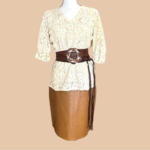 Vintage Leather Skirt Express World Brand